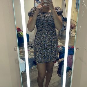 Dark Blue with Yellow and Pink Flower Size S Dress